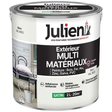 Peinture 2 L Extérieur Multi-matériaux - Blanc RAL9003