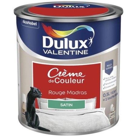 Peinture 0.5 L Crème de Couleur Satin - Rouge Madras
