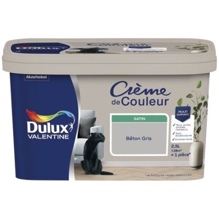 Peinture 2.5 L Crème de Couleur Satin - Béton Gris