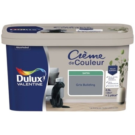 Peinture 2.5 L Crème de Couleur Satin - Gris Building