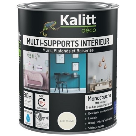 Peinture multi-supports 0,5 L Acrylique Mat - Gris plume