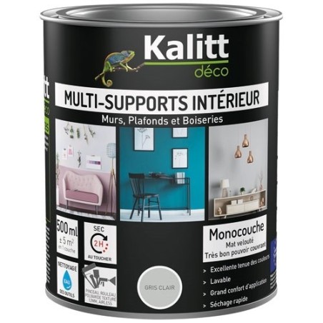 Peinture multi-supports 0,5 L Acrylique Mat - Gris Clair