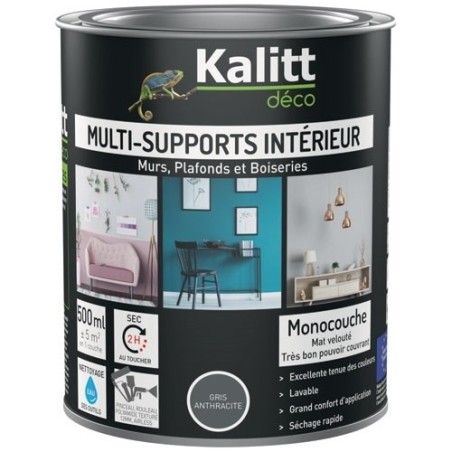 Peinture multi-supports 0,5 L Acrylique Mat - Gris Anthracite