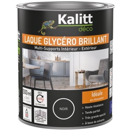 Laque glycéro Brillante Multi-supports 0.5 L - Noir