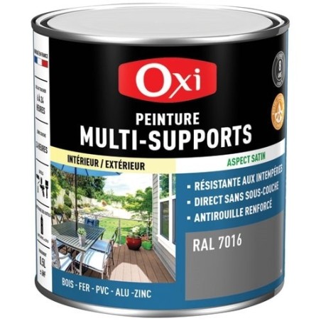 Peinture Satin Multi-supports 0.5 L Top 3+ - Gris Anthracite