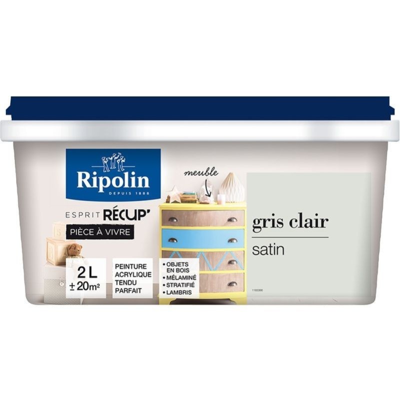Rip recup pièce à vivre satin 2l gris clair