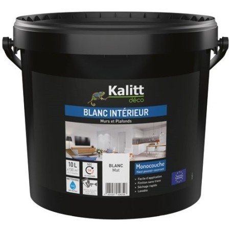 Peinture murs et plafonds monocouche mat 10 L blanc