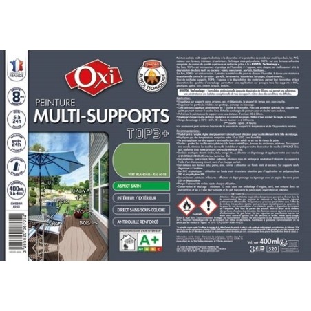 Bombe peinture Satin Multi-supports 400 ml Top 3+ - Vert Irlandais