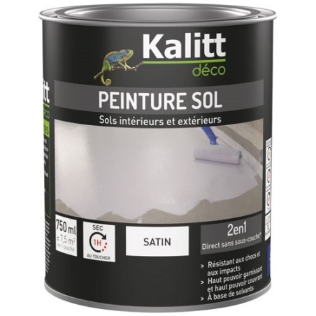 Peinture sol 2 en 1 Satin 0.75 L - Gris Silex