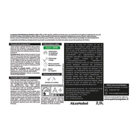 Peinture sol 2,5 L Satin - Base Blanche