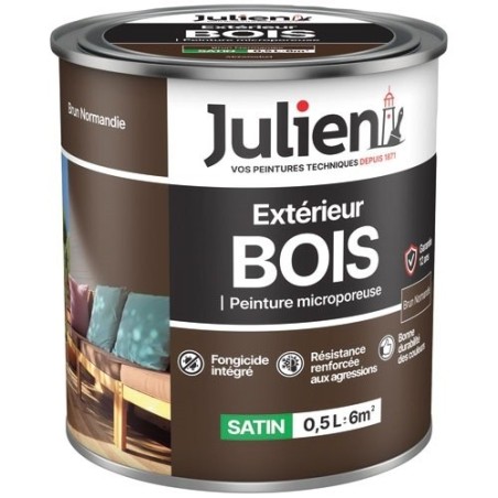 Peinture microporeuse 0,5 L Extérieur Bois Satin - Brun Normandie