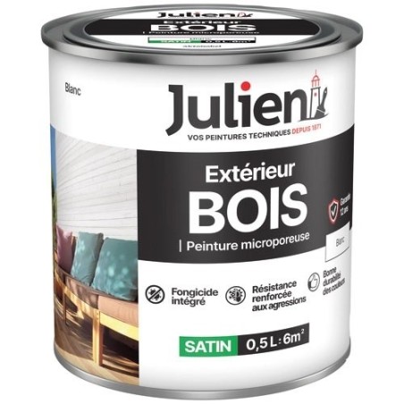 Peinture microporeuse 0,5 L Extérieur Bois Satin - Blanc