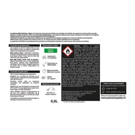 Peinture microporeuse 0,5 L Extérieur Bois Satin - Blanc