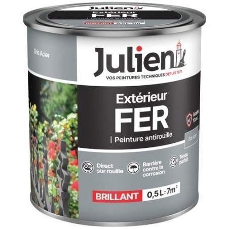 Peinture fer antirouille 0,5 L Brillant - Gris Acier