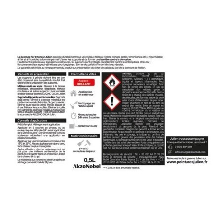Peinture fer antirouille 0,5 L Brillant - Blanc