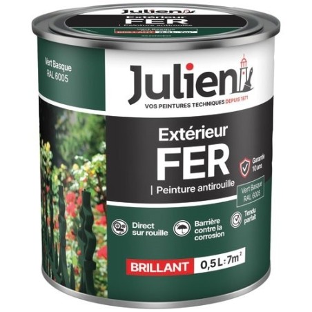Peinture fer antirouille 0,5 L Brillant - Vert Basque