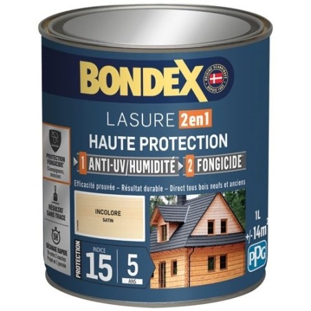 lasure 2en1 ind 15 / 5 ans 1 L incolore