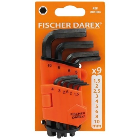 Cle male hexagonales x 9 avec porte outils
