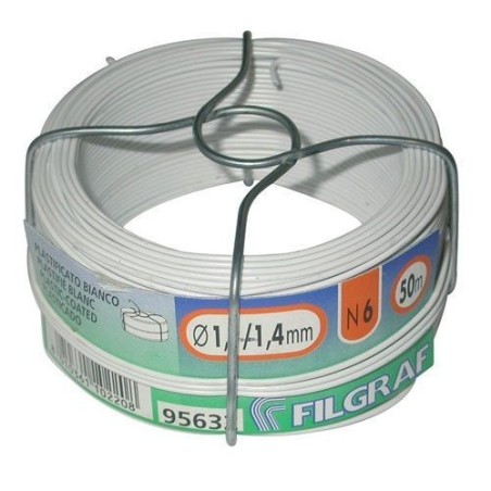 Fil plastifié blanc Filgraf 6 bobine 50m. ø80 mm