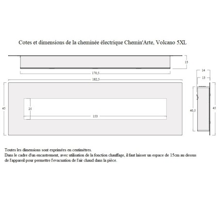 Cheminée decorative design Volcano 5XL 182 cm