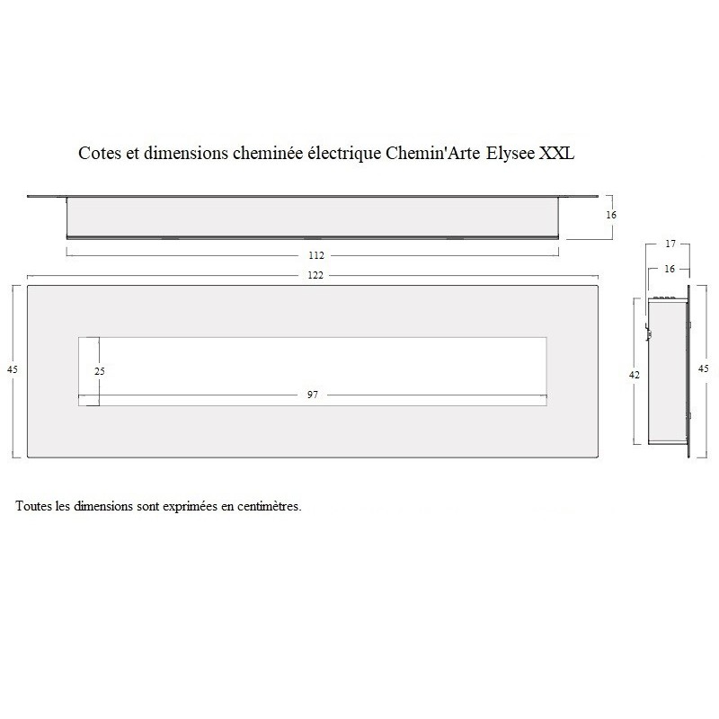 Cheminée décorative encastrable Elysée XXL 120 cm