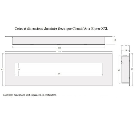 Cheminée décorative encastrable Elysée XXL 120 cm