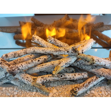 Lot de 5 bûches décoratives imitation bouleau pour cheminée électrique