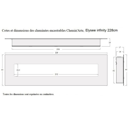 Cheminée décorative encastrable Elysée Infinity 228cm
