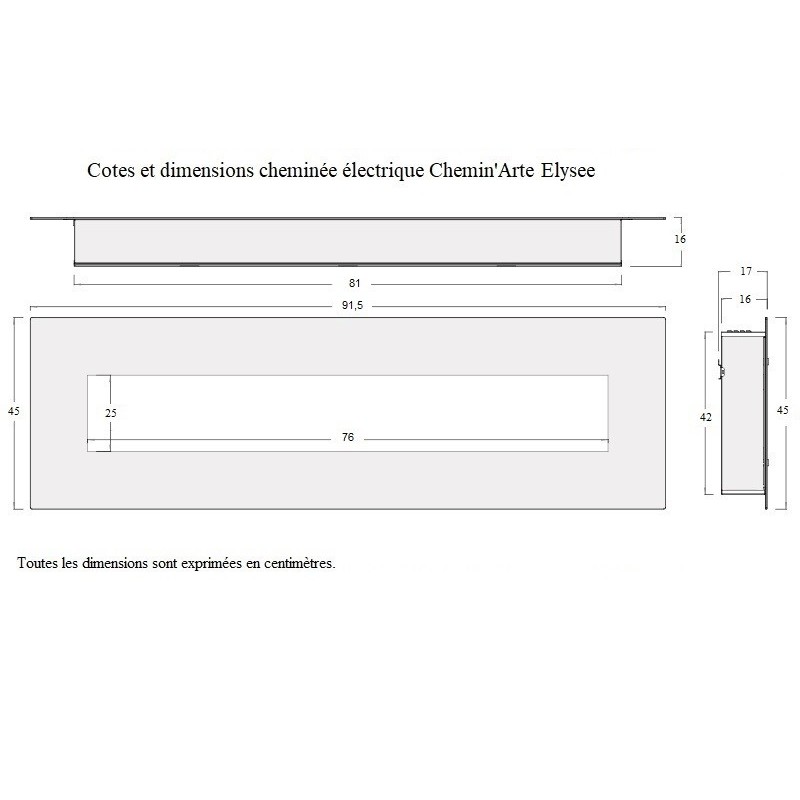 Cheminée décorative encastrable Elysée 90 cm