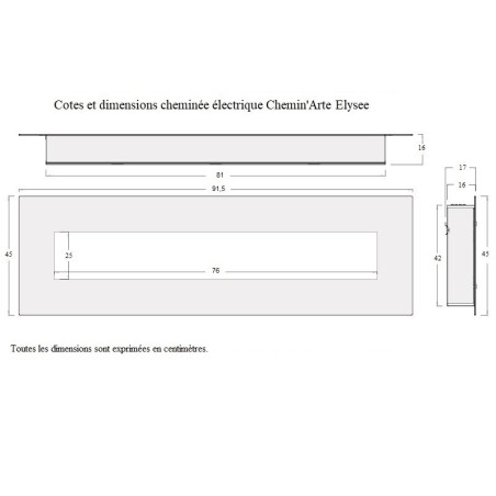 Cheminée décorative encastrable Elysée 90 cm