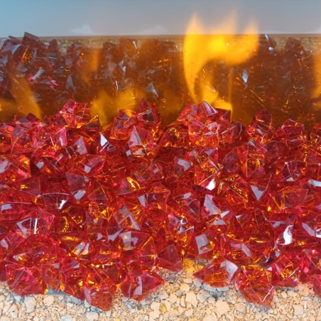Pierres décoratives rouges pour cheminées électriques Chemin'Arte