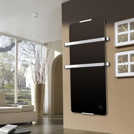 Radiateur sèche serviette Noir 900W avec thermostat électronique
